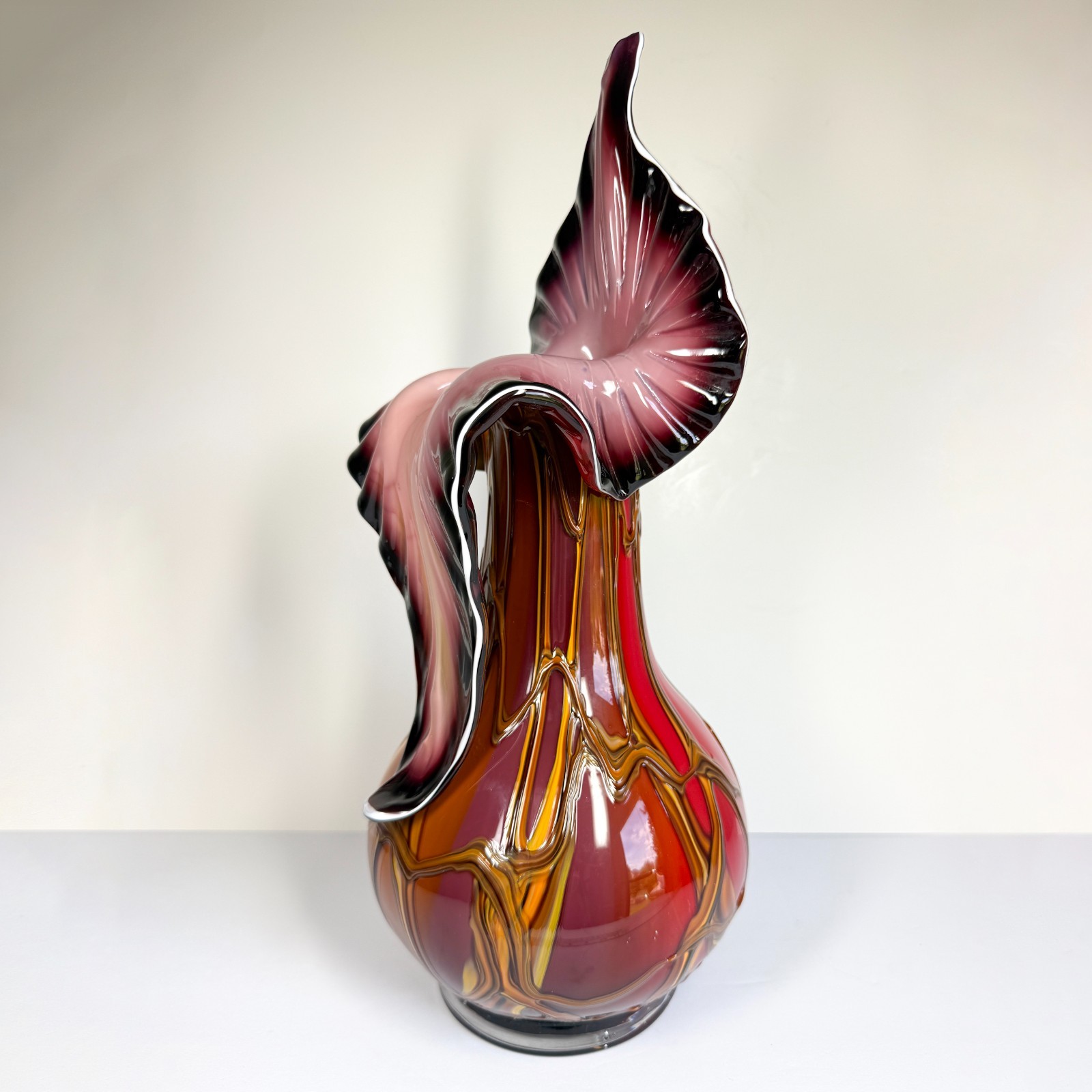 STUNNING Essie Zareh 17″ Baijan Art Glass Vase Multicolor Pulpit Blown