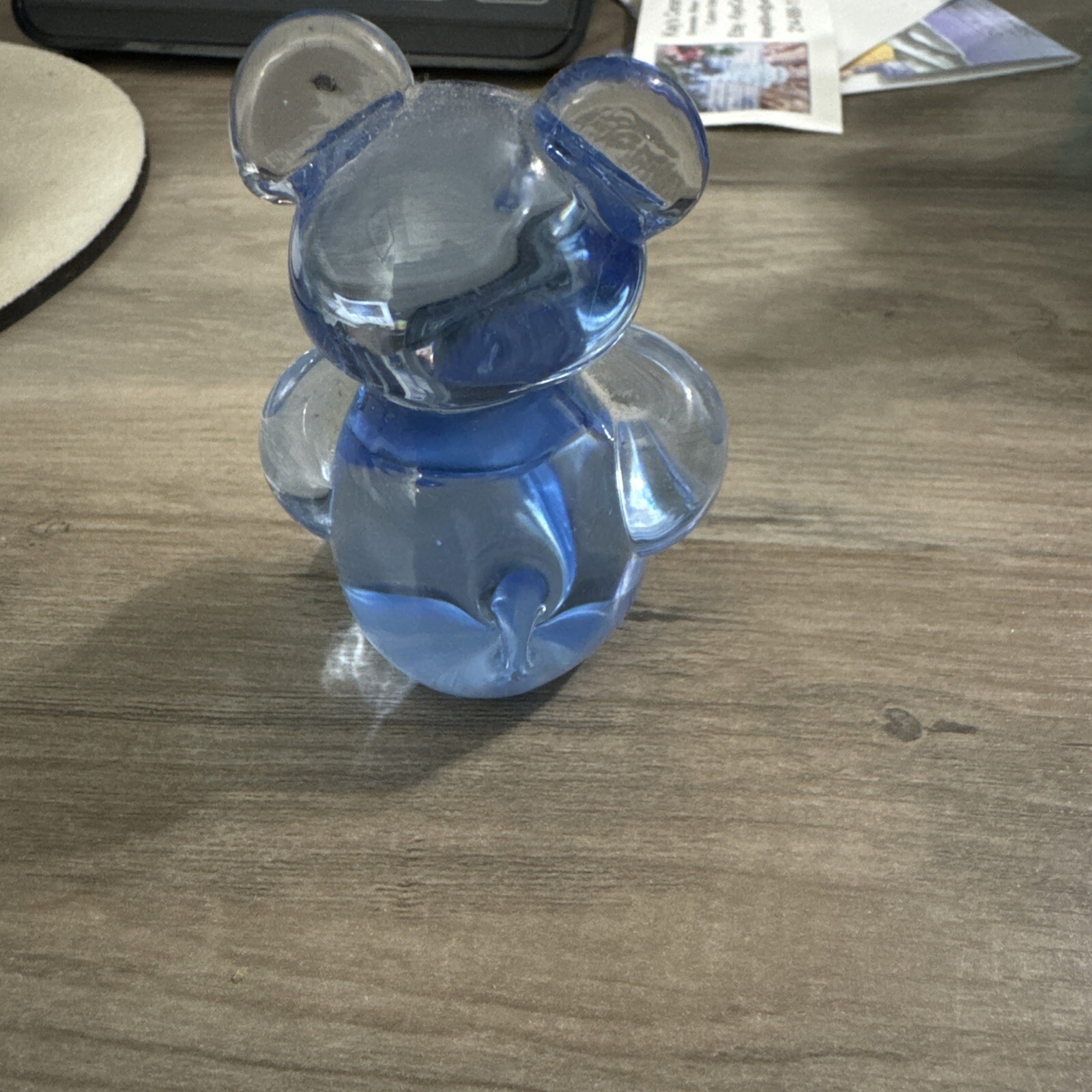 Blue Art Glass Bear Figurine 3″ tall US Commemorative Fine Art Gallery