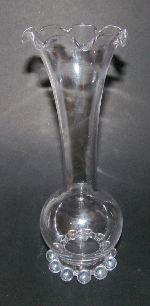 Imperial Glass CANDLEWICK CRYSTAL 8 1/4″ CRIMPED FOOTED BUD VASE 400/28C