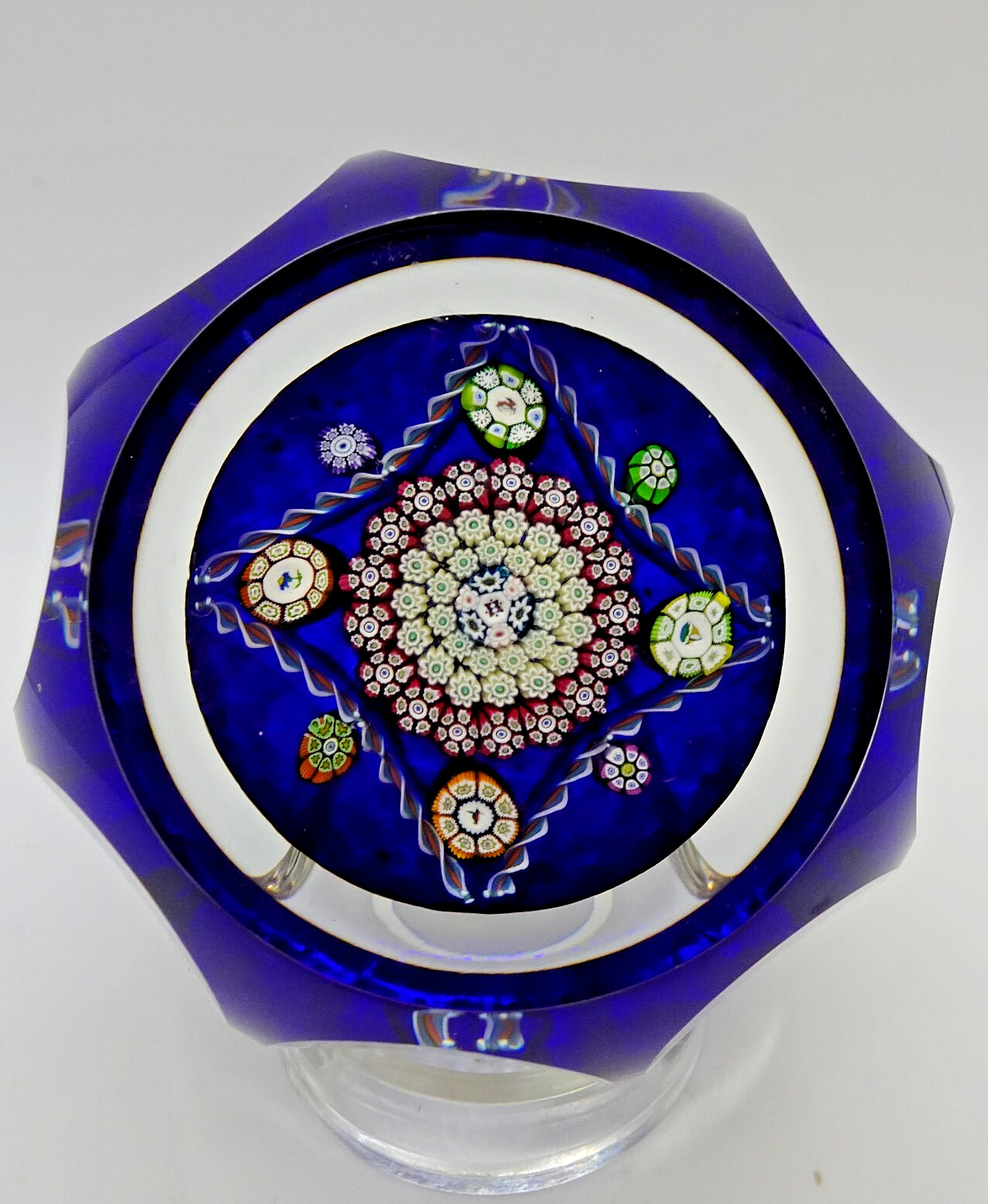 Perthshire 1979B Annual Ltd Ed Magnum Paperweight “Blue Silhouette” Millefiori