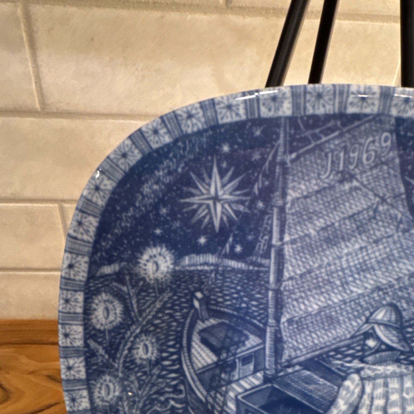 Rörstrand 1969 Swedish Blue Porcelain Collector Plate Square Vintage 7.5 inches