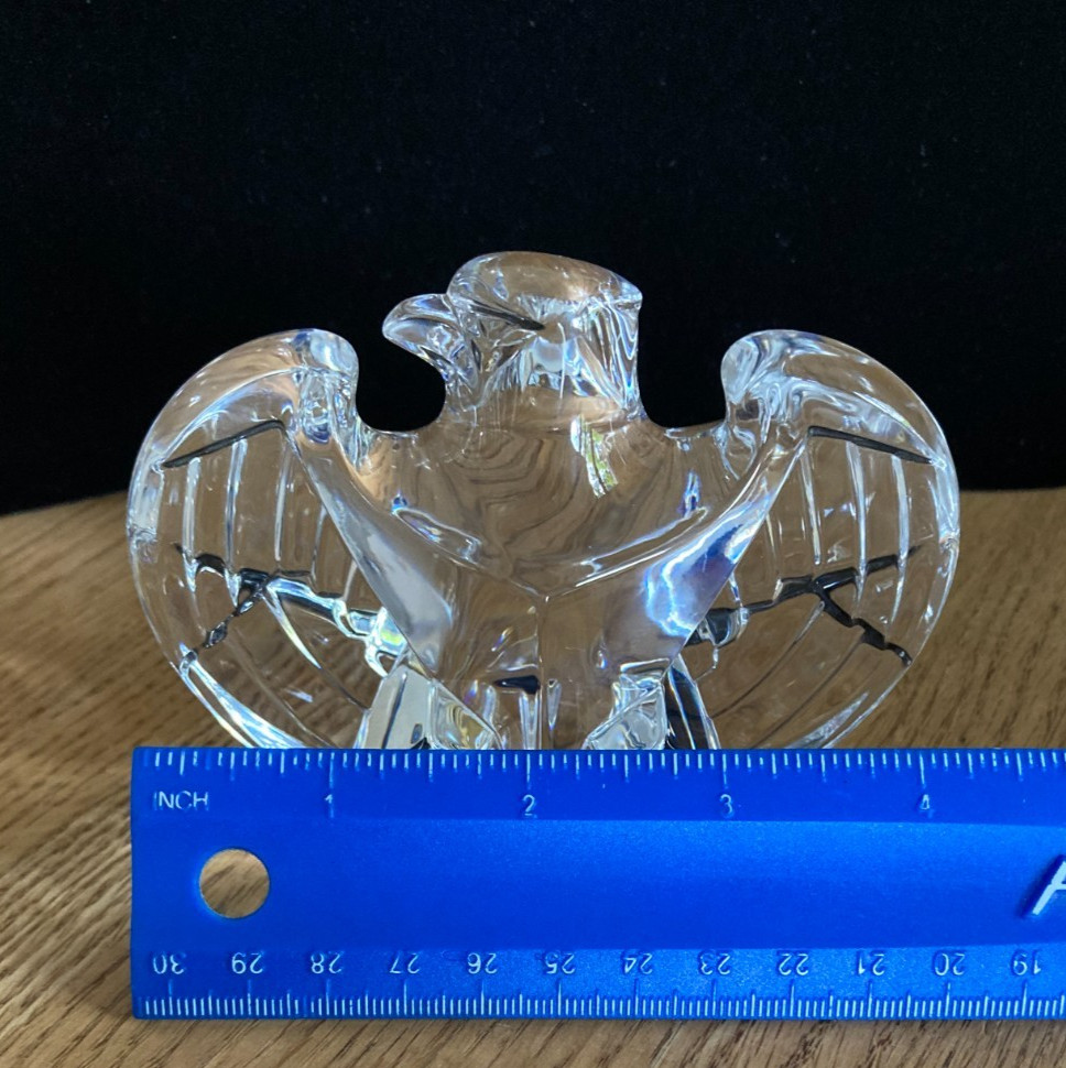Steuben Signed Crystal Bald Eagle Lloyd Atkins Textured Sculpture Paperweight