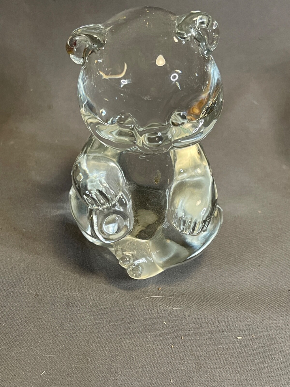 Vintage Fenton glass bear and Unbranded Owl Paperweights