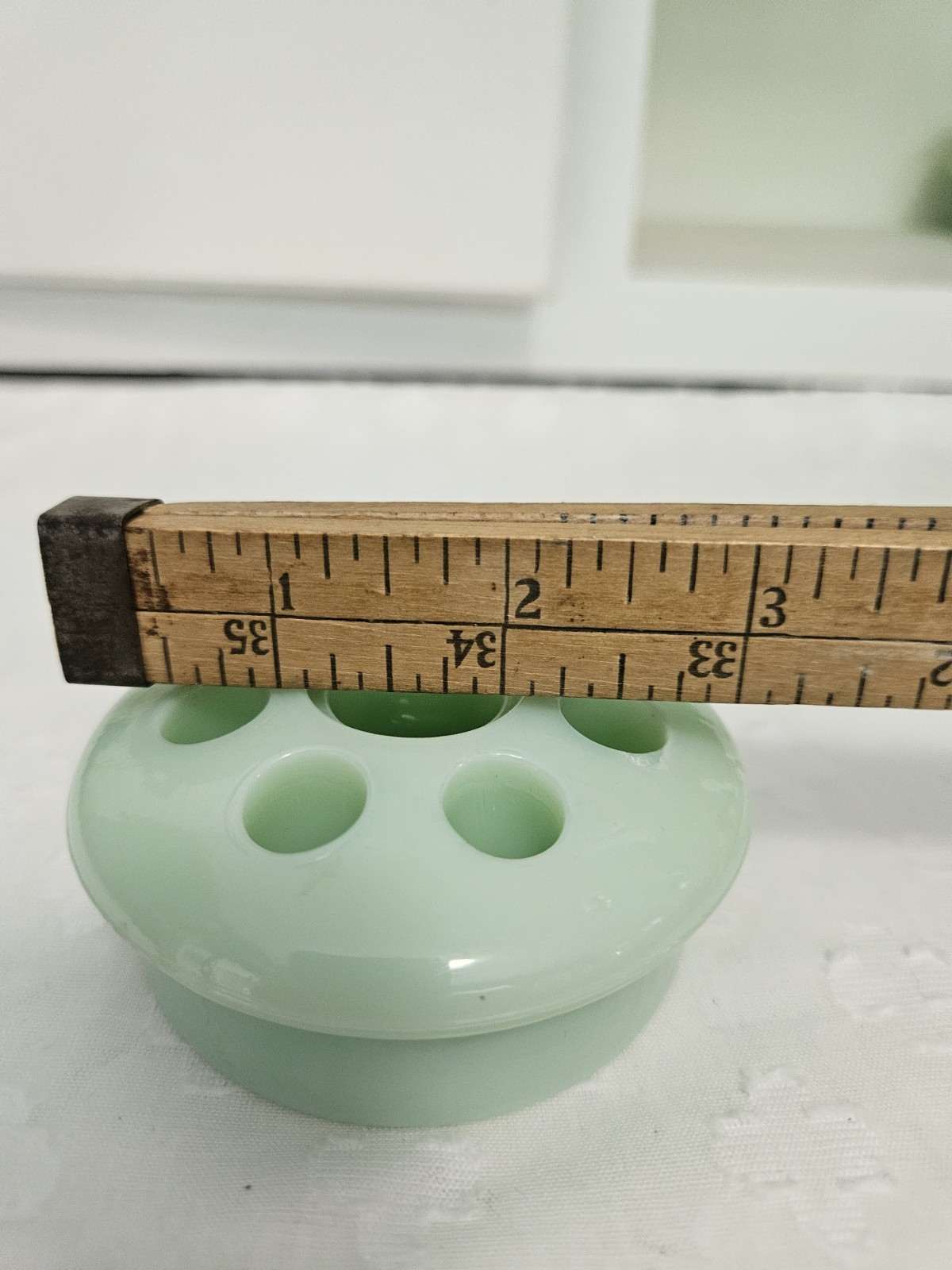Fenton Jadeite Flower Frog Glass