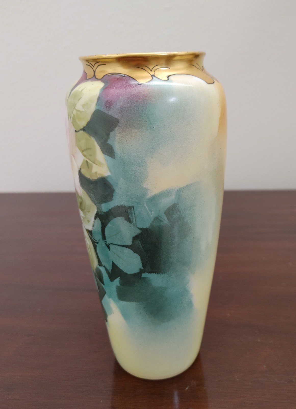 Pickard H.P. Pink and White Roses Vase- artist signed “B. Frank”