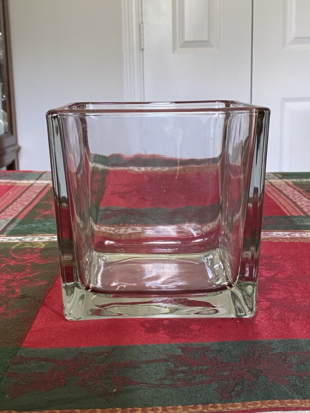 Square Clear Cube Vase Thick Heavy Candy Dish 6”