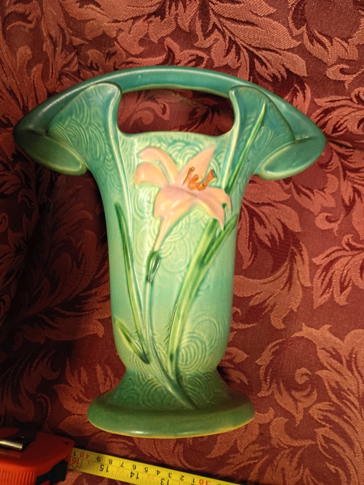Roseville Zephyr Lily Pottery Basket Vase 395 10 137 10 Easter Basket Lilies