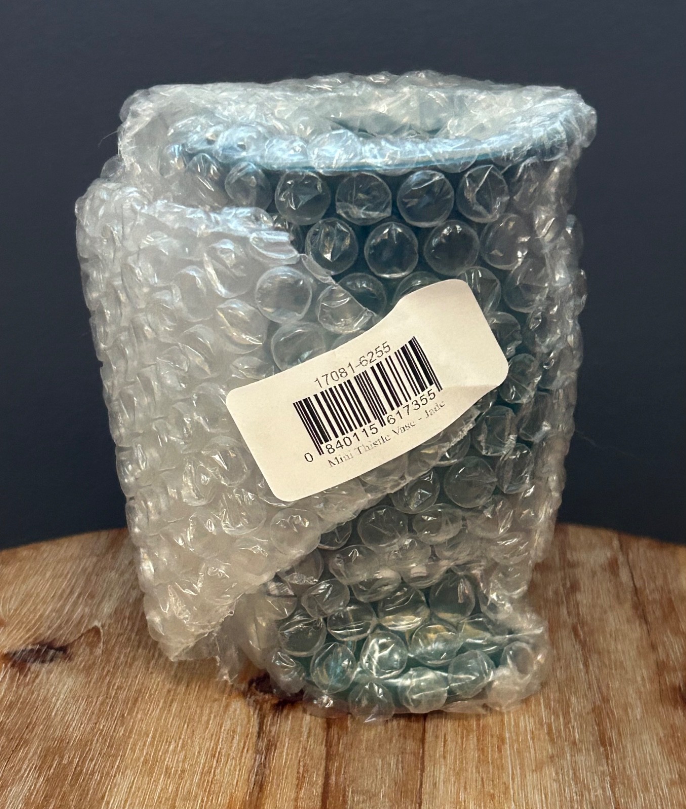 MacKenzie-Childs Ceramic Mini Thistle Vase Gingham Bow – Jade Green -Brand New!