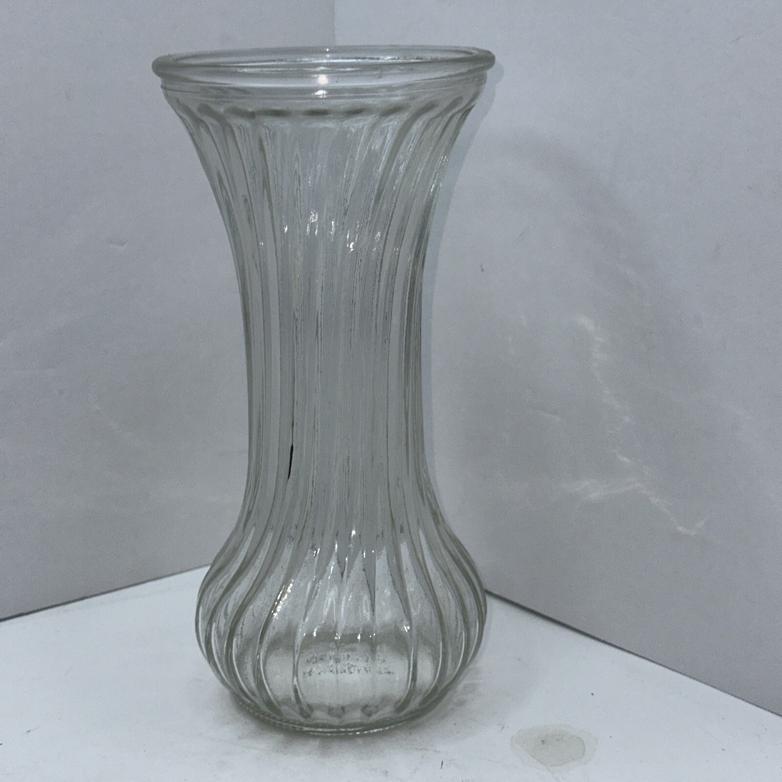 Vintage Hoosier Clear Glass Swirl Vase 7.5 Inches Tall