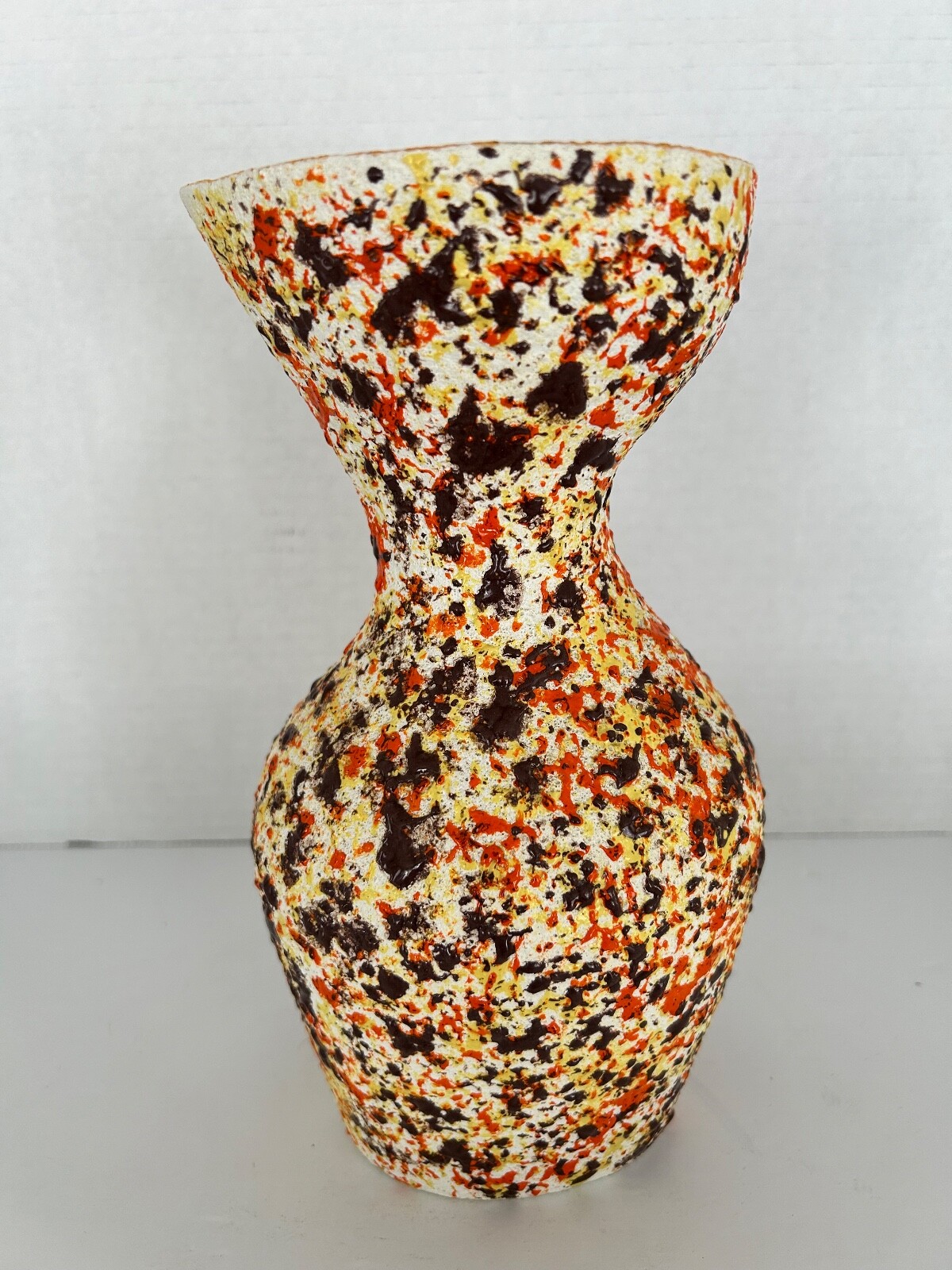1960s MCM Graffiti Studio Pottery Lava Vase Signed VE 69 Mid Century Modern