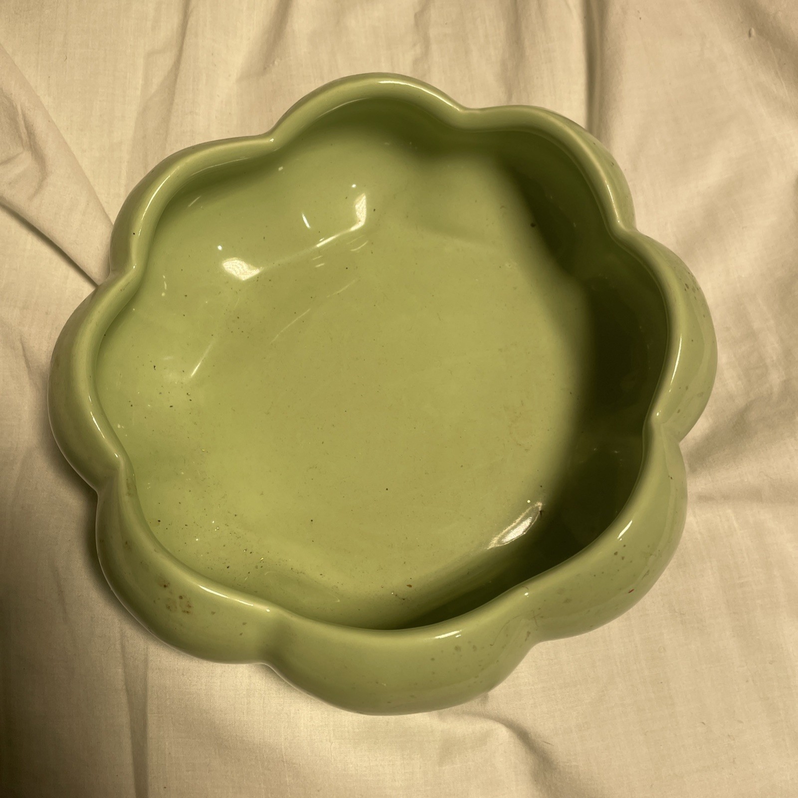 Mint Green Lotus Planter Vitreous China By Alamo Pottery Art Deco Scalloped VTG