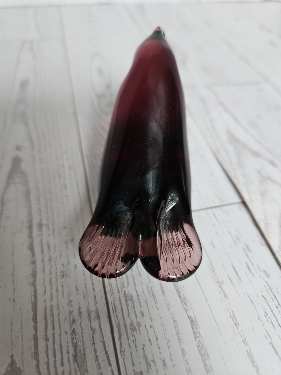 Vintage Hand Blown Amethyst Purple Art Glass Seal 3″ Figurine Paperweight