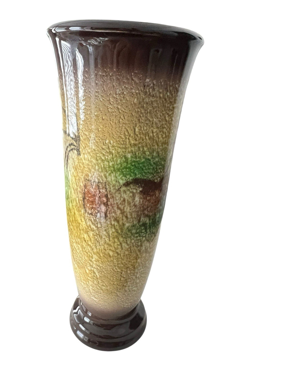 Vintage Ikebana Style Colorful Vase Horses Glossy