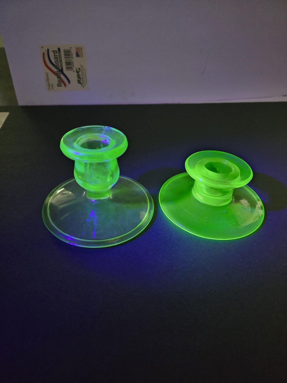 Vintage Depression Era Uranium Green Glass Candlestick Holders – 2″ And 3″ Size