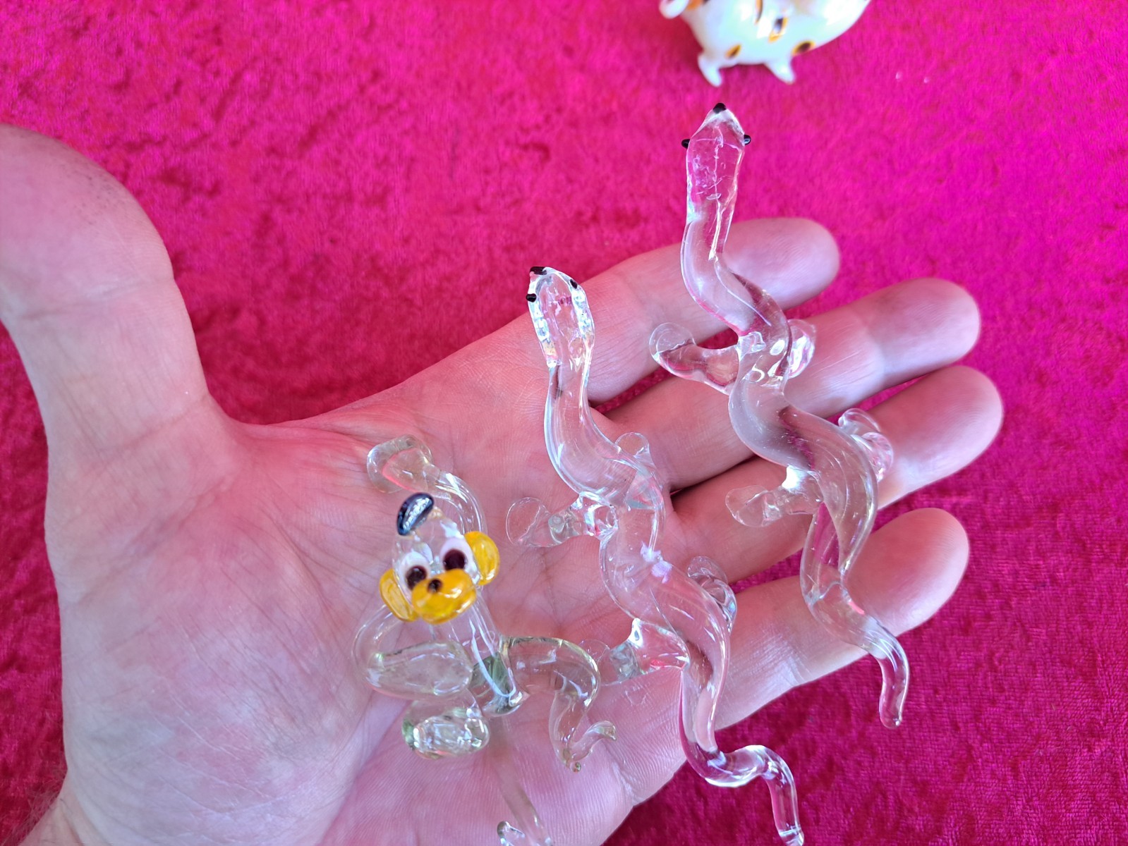 7 Beautiful Glass Figures / Glass Animals: Lizards, Pigs, Dragons, Monkey