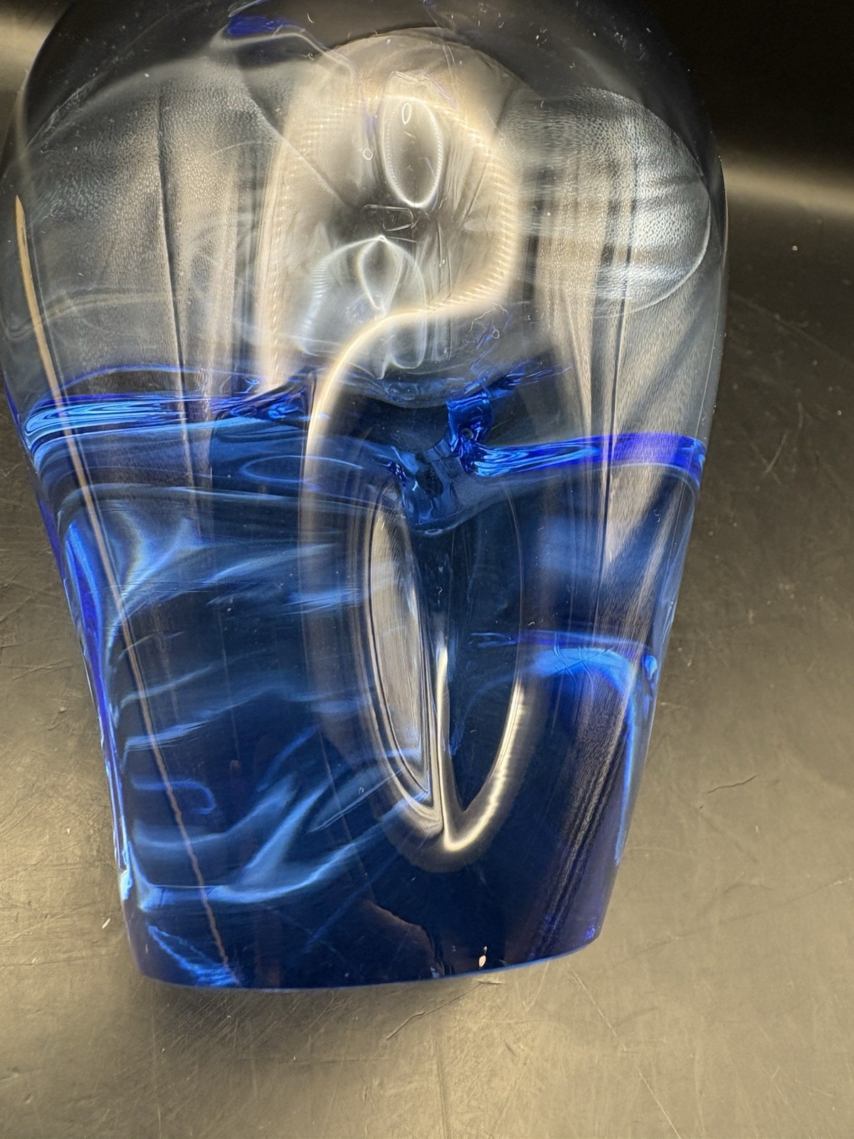 Bohemian Czech Cobalt Blue Art Glass Vase, 4.5 Tall