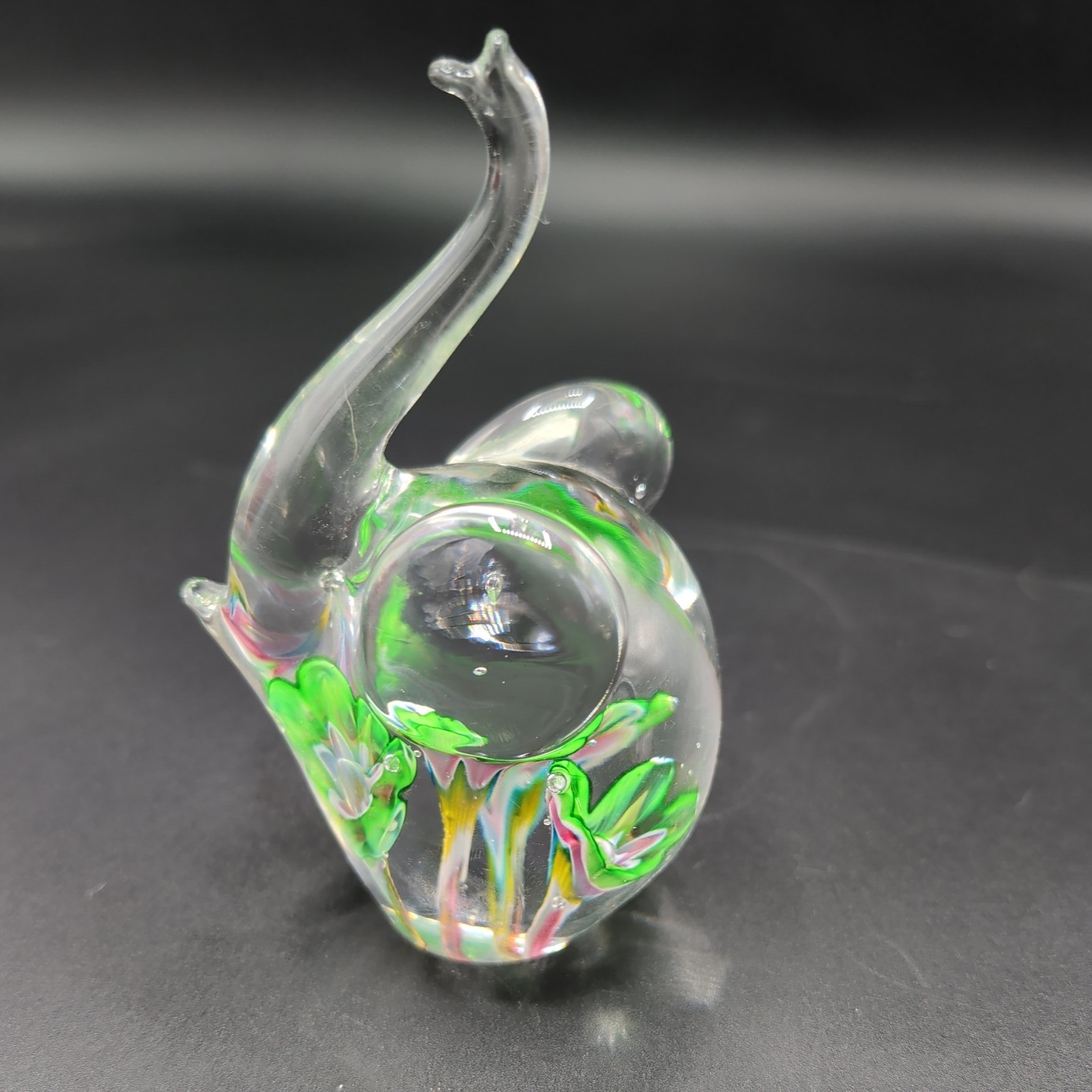 Vintage Rare Chalet Canada Glass Elephant 2 Tones Blue And Green Signed Chalet