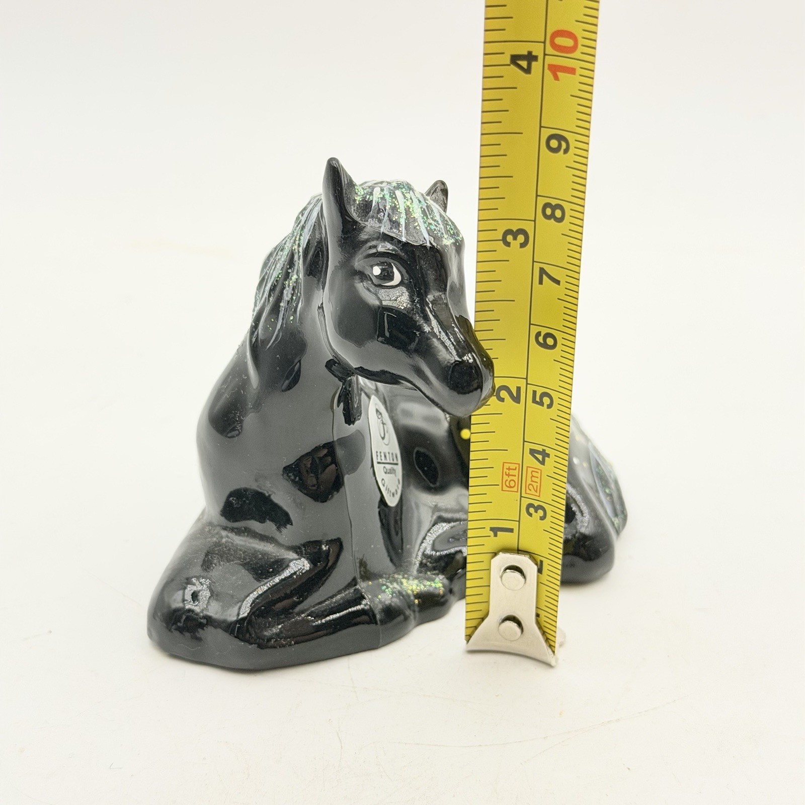 Fenton Art Glass Black Moon Stars Foal Horse Pony Figurine – signed