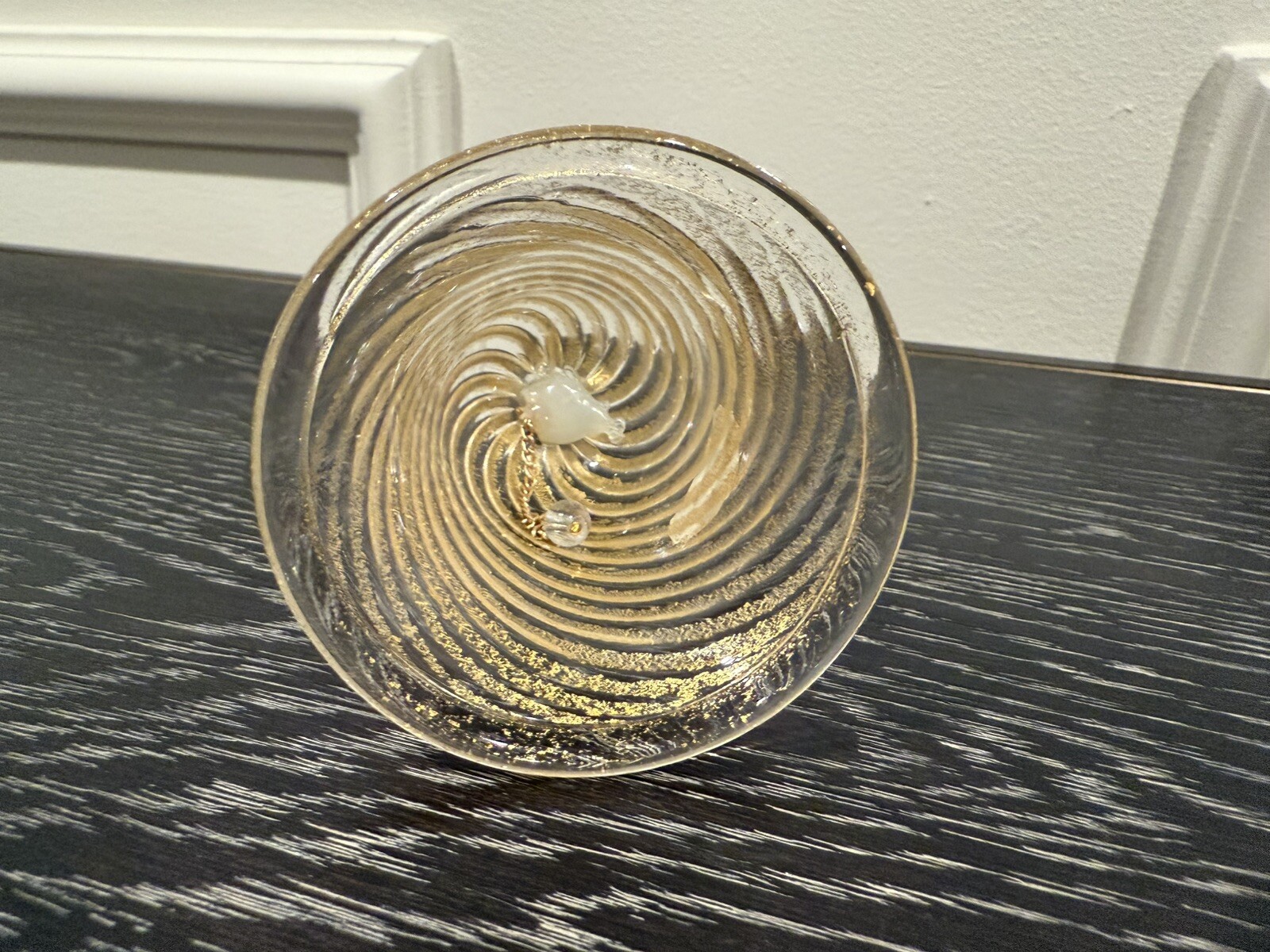 Handblown Murano Glass Clear and Gold Avventurina Bell