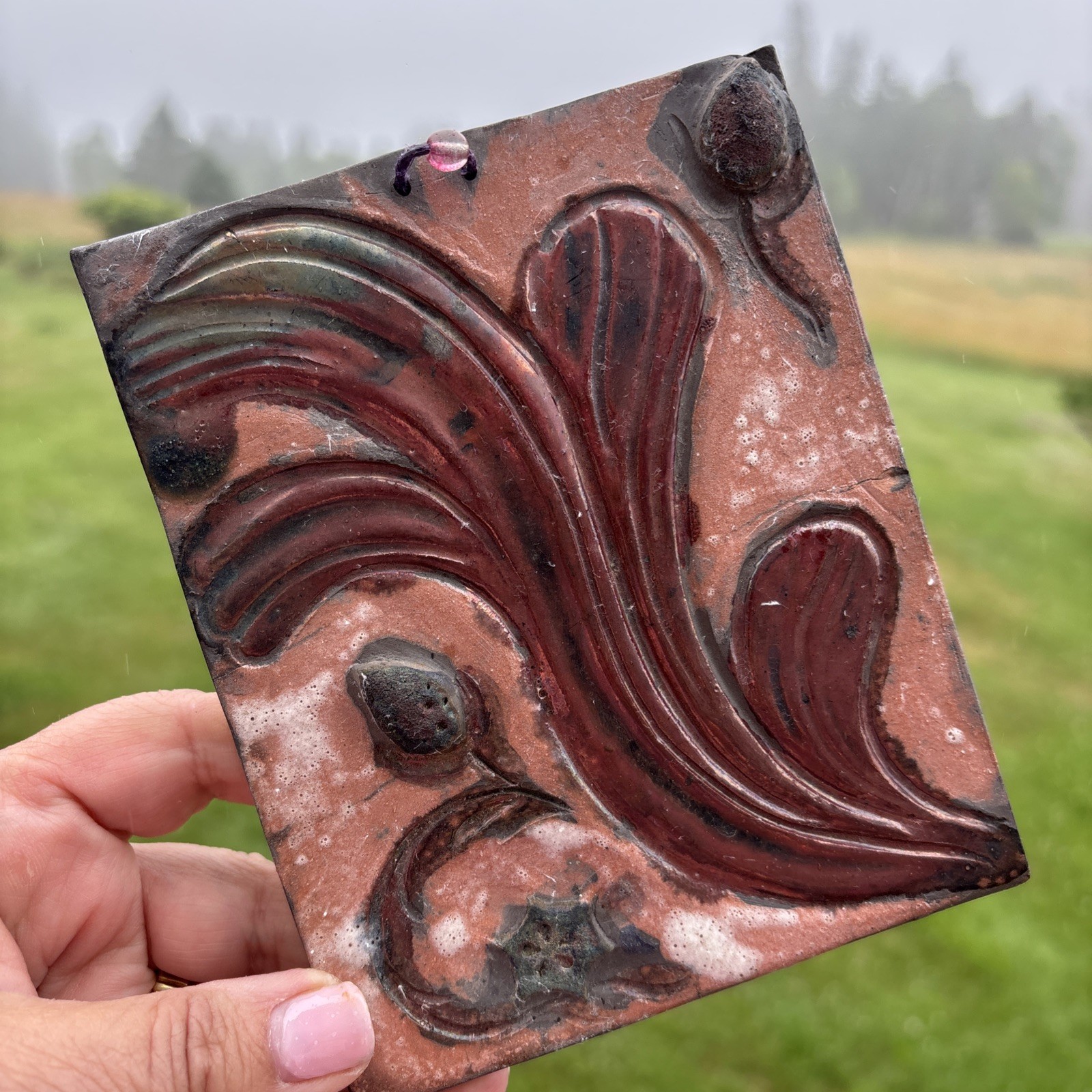 Studio Pottery Vintage Tile Artist Signed Gallery Wall Art 5×6