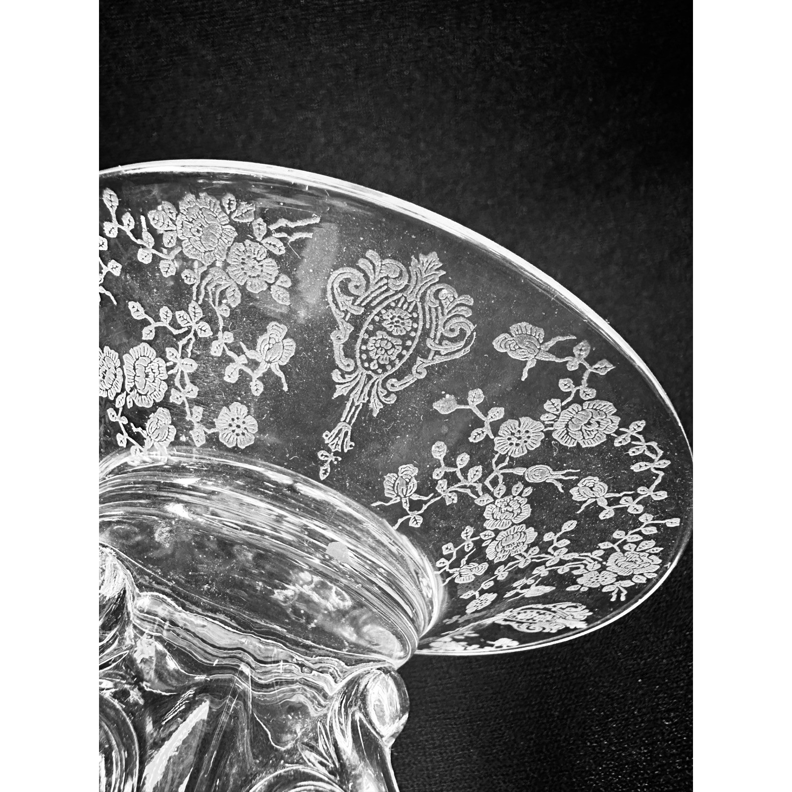 2 Cambridge Rose Point 2 Lite Candle Holder Keyhole Etched Glass Pair Candelabra