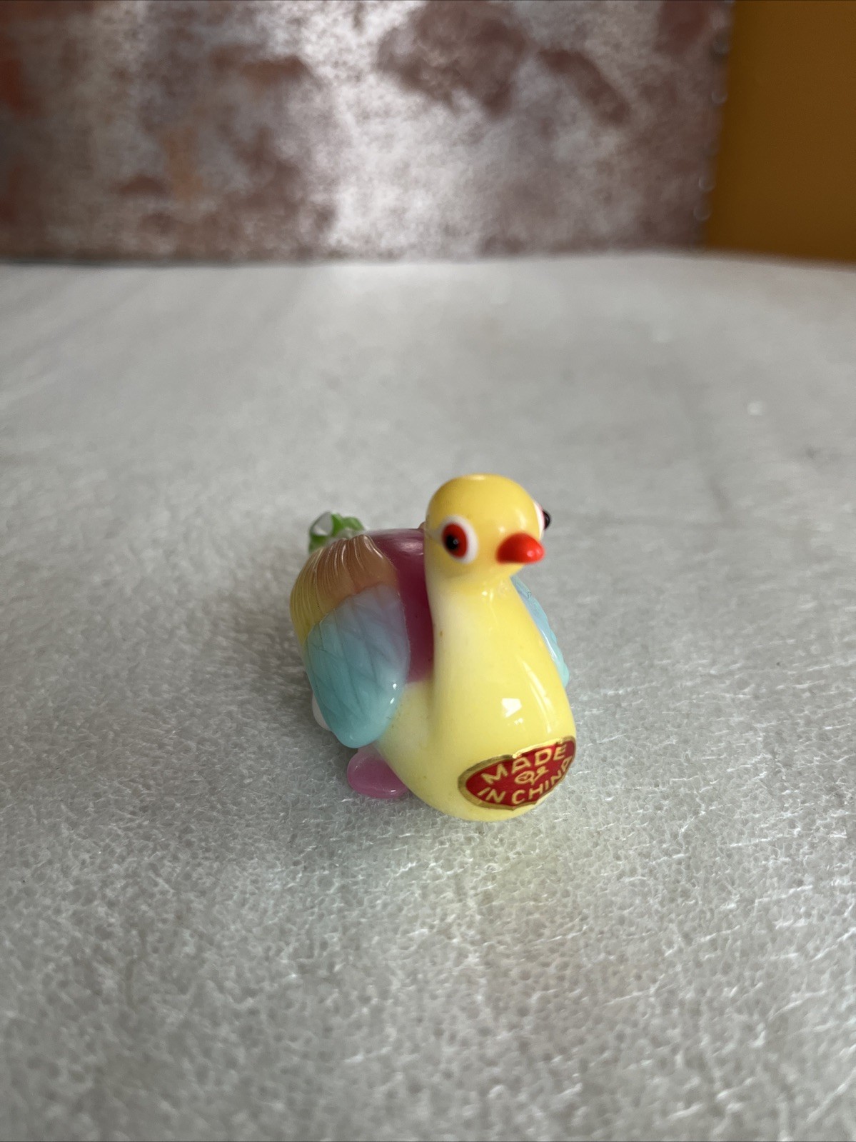 Vintage Solid Glass Standing Peking Duck Figurine Handblown Rainbow Colors