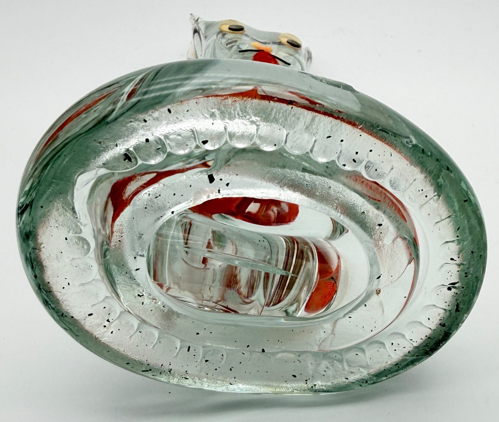 Vintage Hand Blown Art Clear Glass Cat Sculpture Figurine Paperweight Set of 2