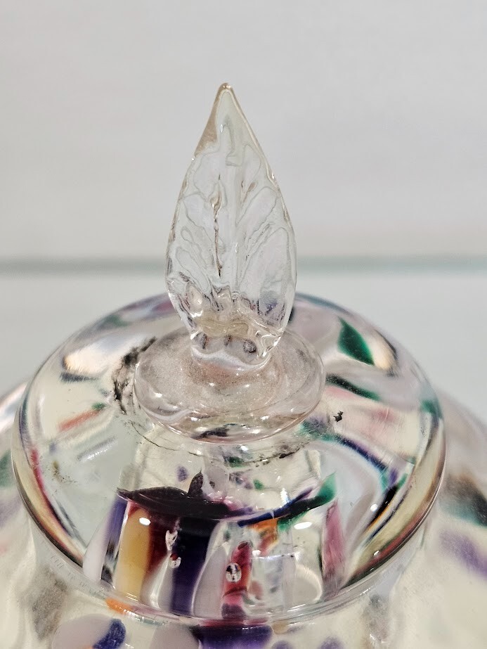 KARG Art Glass Perfume Bottle Paperweight Multi Color Bubbles Signed