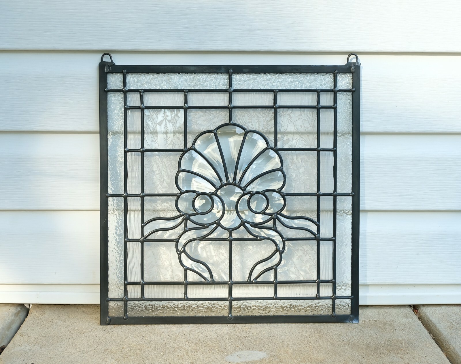 Handcrafted stained glass Clear Beveled window panel,16″ x 16″