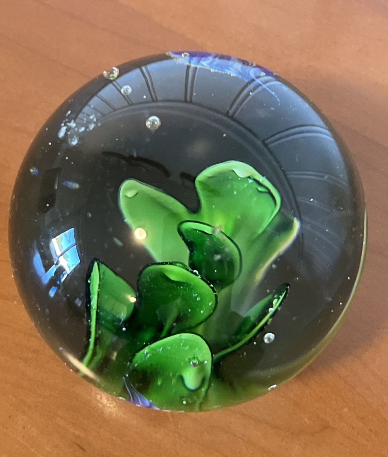Vintage Art Glass Paperweight Underwater Scene with Fish Blue Fish Dynasty