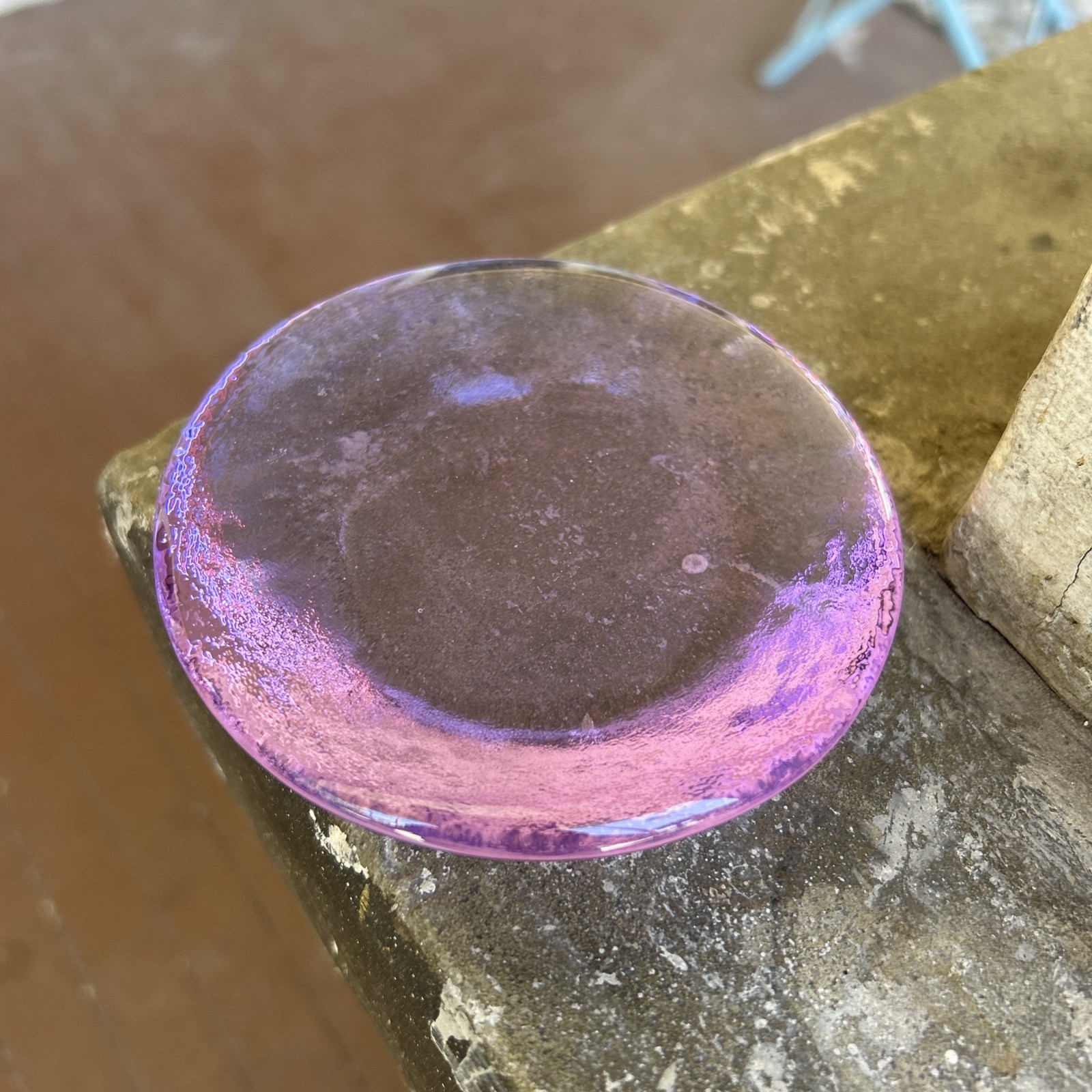 Fire and Light Recycled Glass Candle Pedestal Neodymium 4.5″ Purple