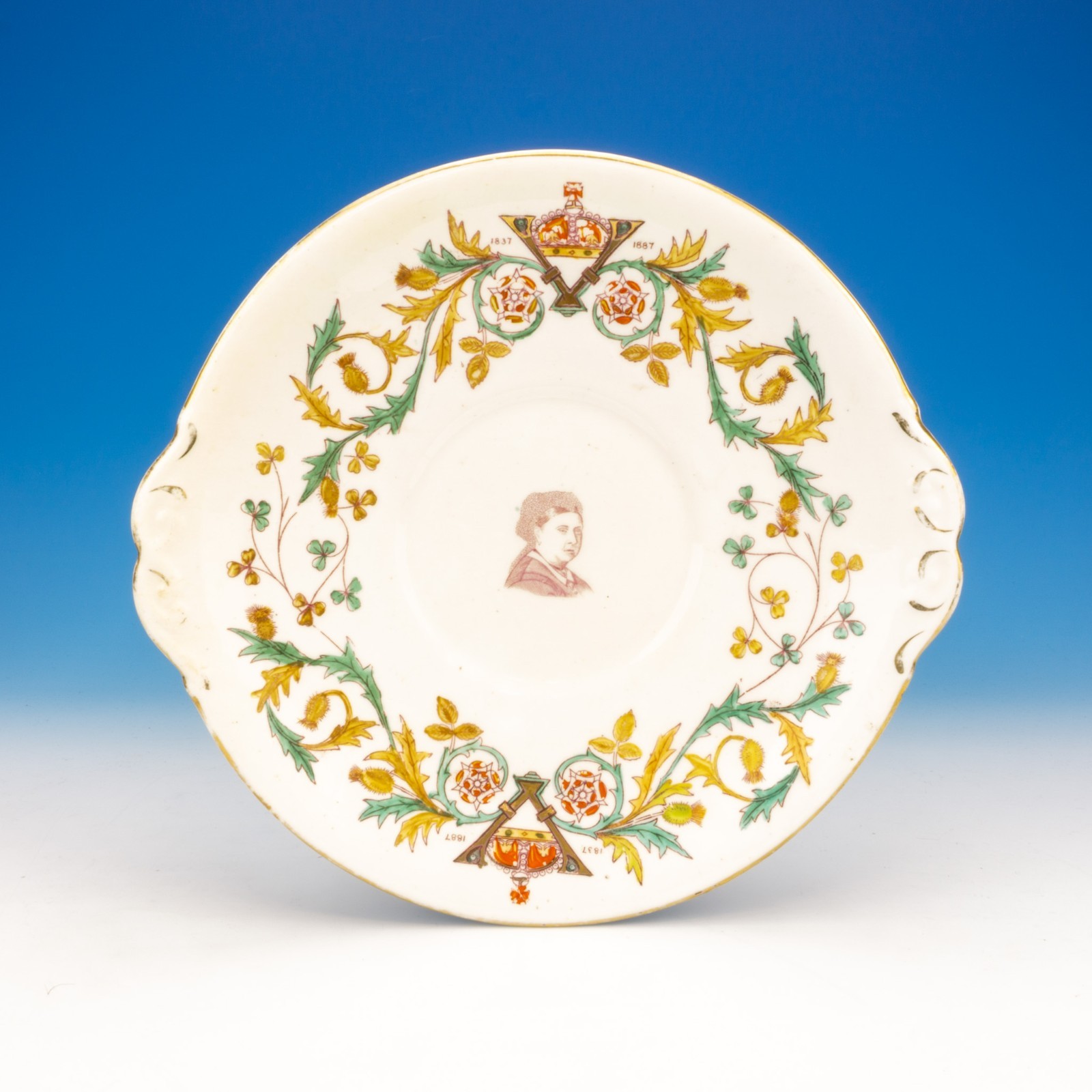 Early English Porcelain Queen Victoria Commemorative – 1887 Golden Jubilee Plate