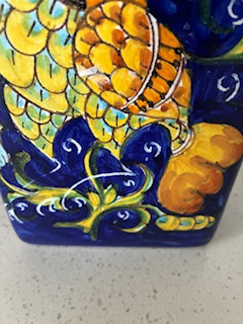 Vintage Hand Crafted Hand Painted Ceramic Bottle from Italy