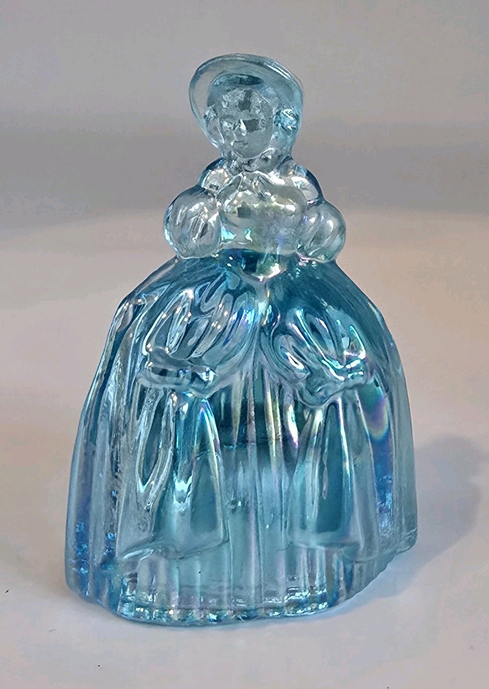 Rare Boyd Art Glass Marguerite Doll Uranium Carnival Flame Blue Glows