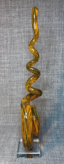 Art Glass Sculpture Orange Hand Blown Glass Twist Swirl Murano Art Glass Style