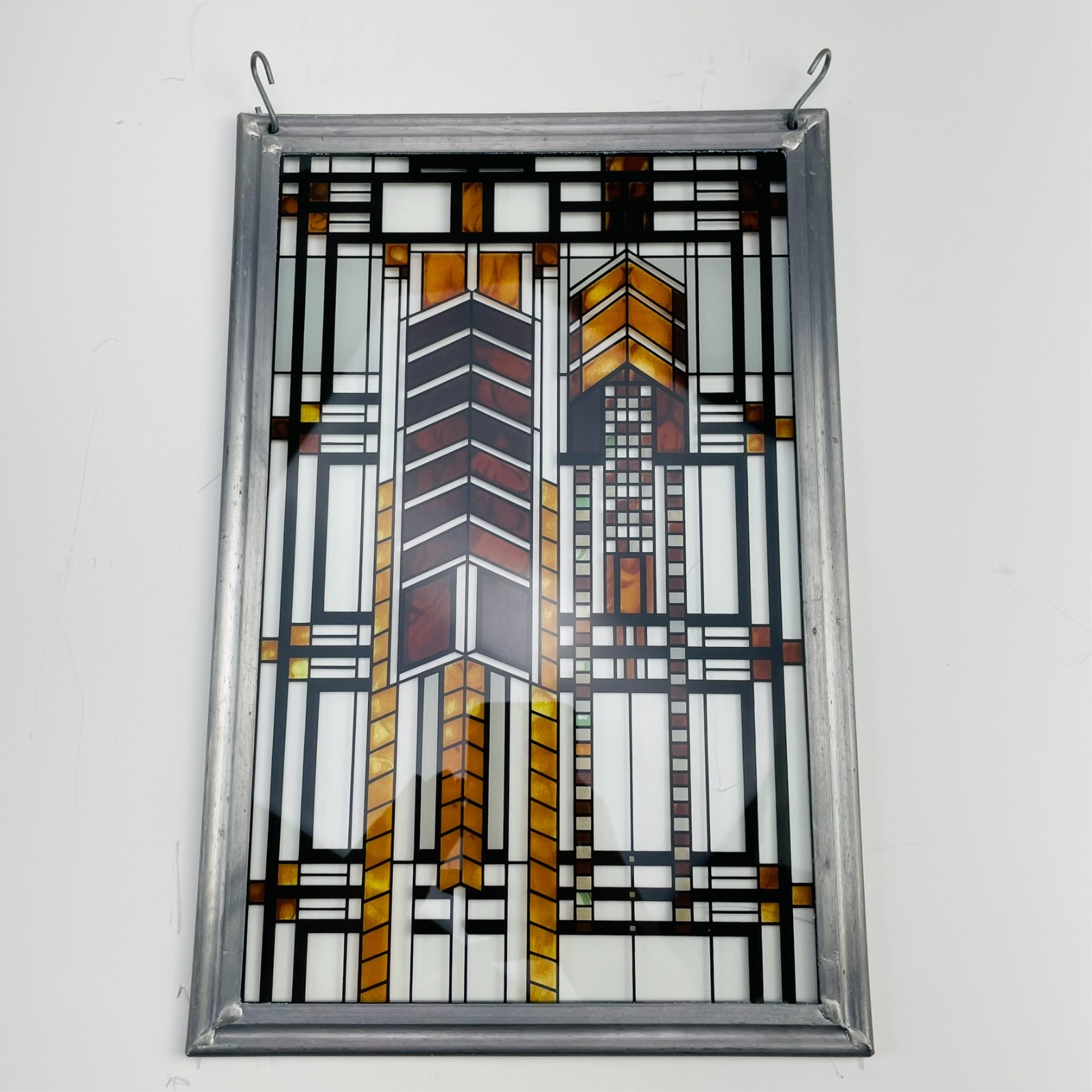 Frank Lloyd Wright MCM Autumn Sumac Stained Glass Suncatcher 11.25×7.5