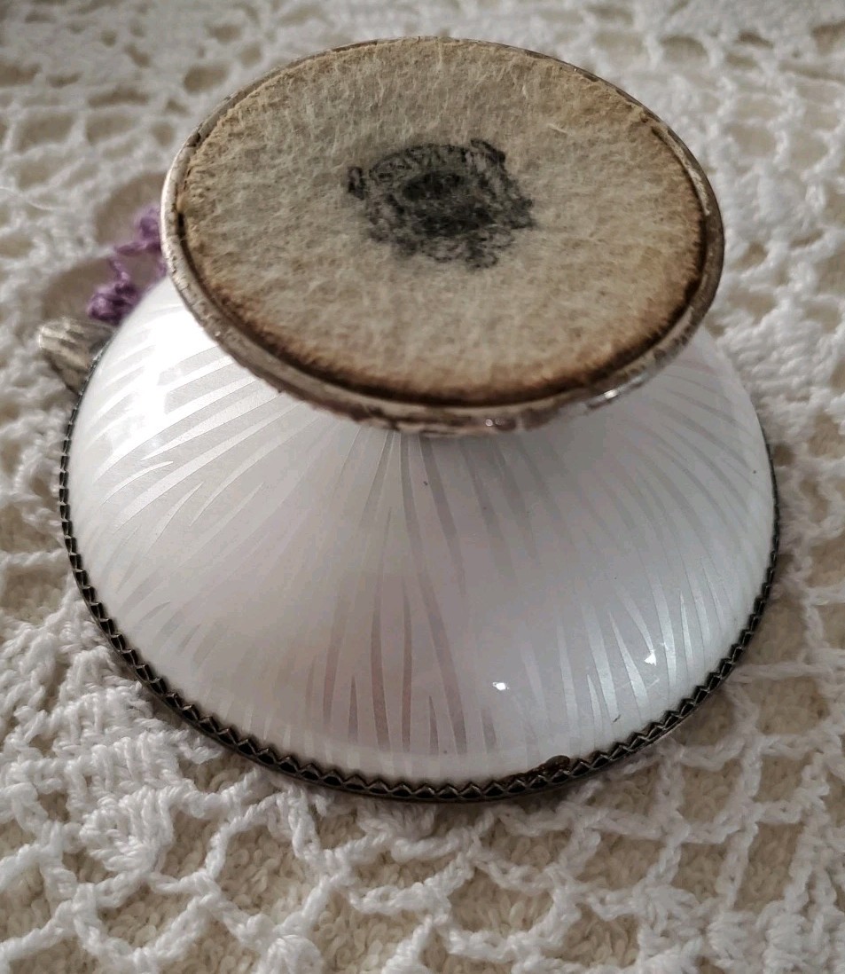 White Guilloche Style Enamel Ashtray Jewelry Dish Neoclassical Early 20th Centry