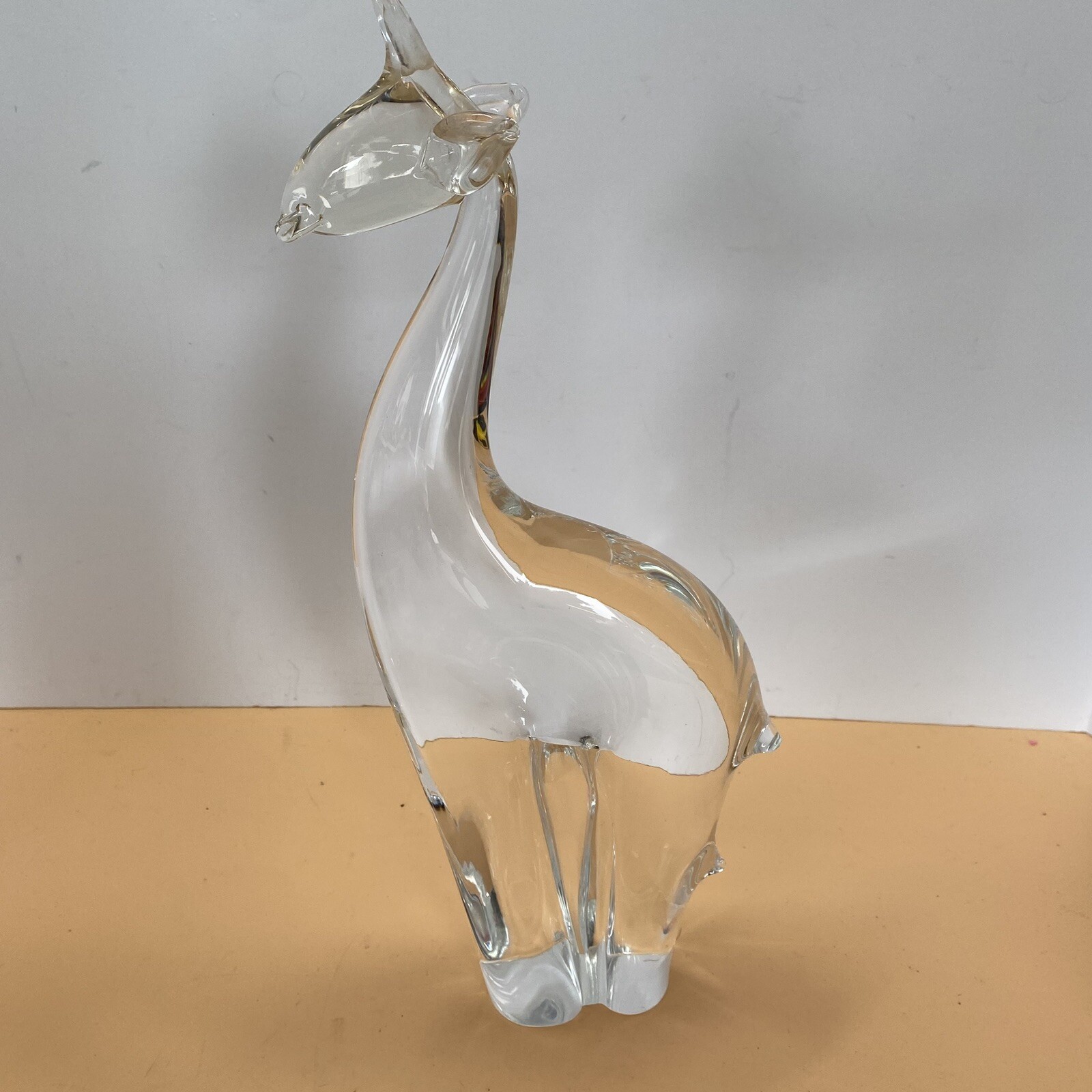 Glass Art Giraffe Figurine Display Piece 13” Tall Hand Blown Unique Zoo Animal