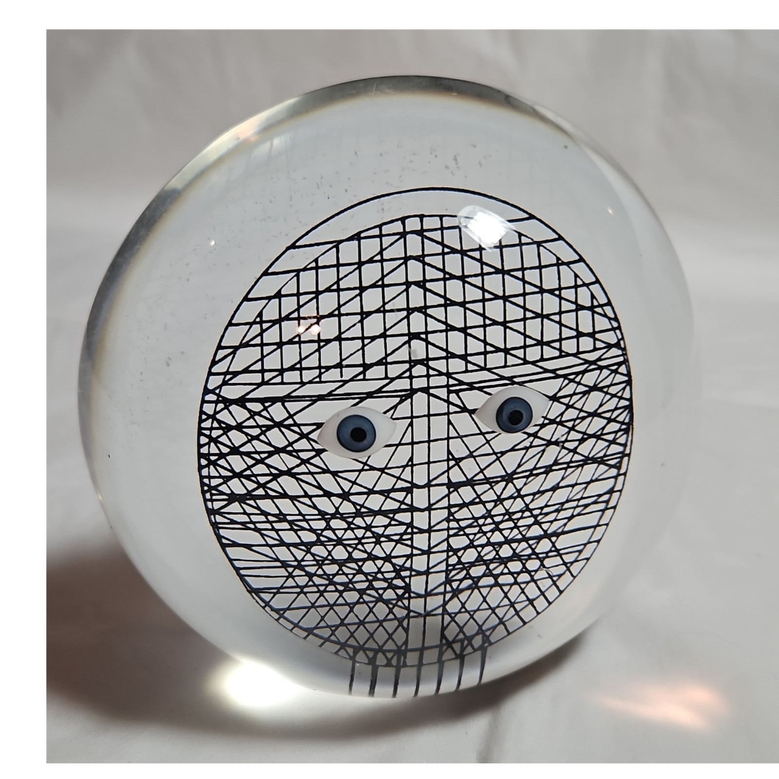 Merle Edelman EG Design Canada lucite sculpture featuring an Op Art style face.
