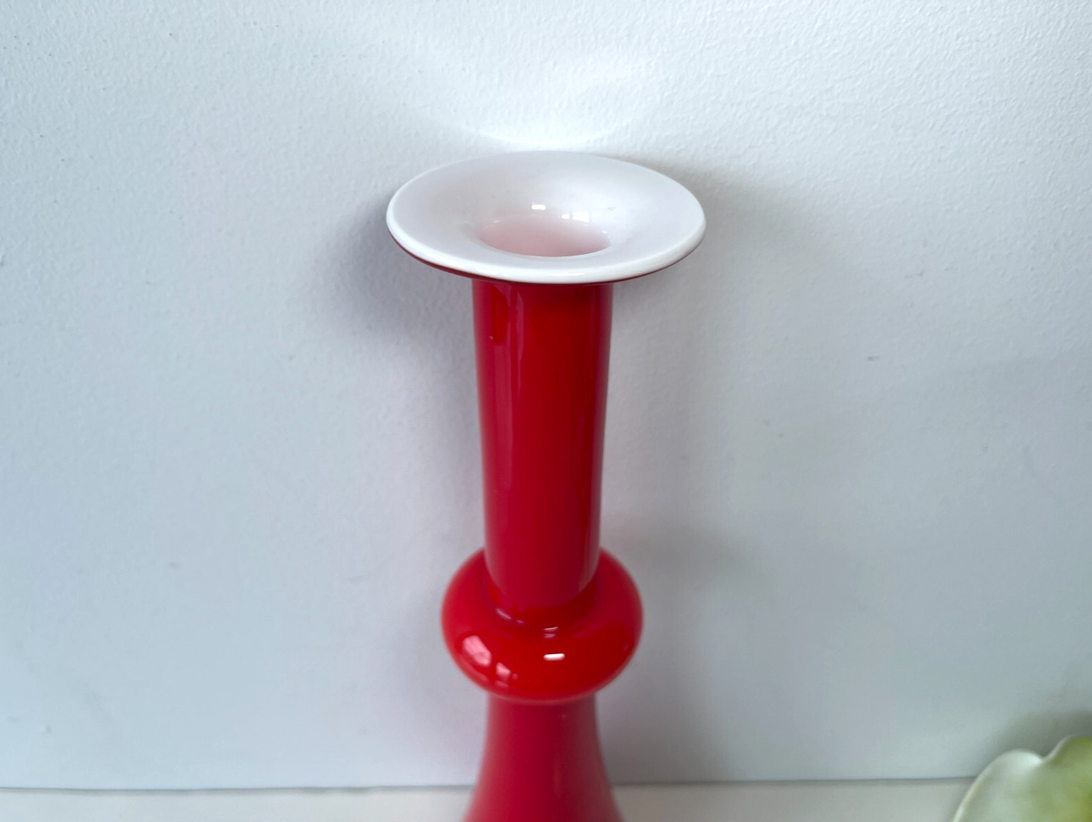 26cm Kastrup – Holmegaard Red Cased Glass Carnaby Vase by Per Lutken – Denmark