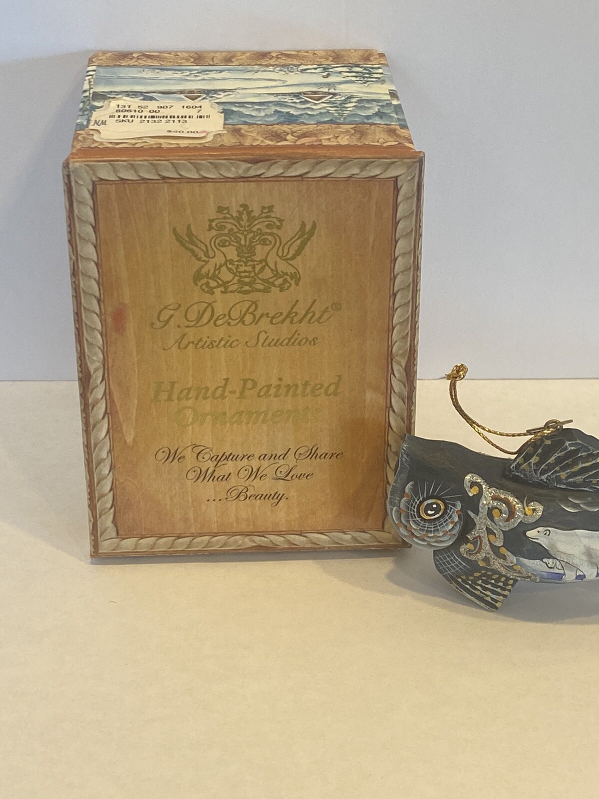 G DeBrekht Fish Ornament Signed Artistic Studios Hand Painted With Polar Bears