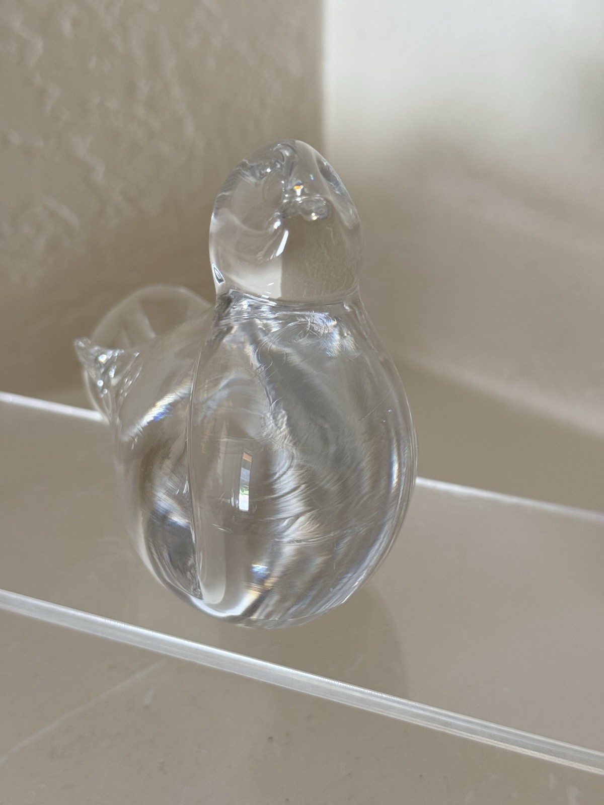 Vintage Signed Vilca Italy Lead Crystal Bird Figurine Hand Blown 3.25” inch
