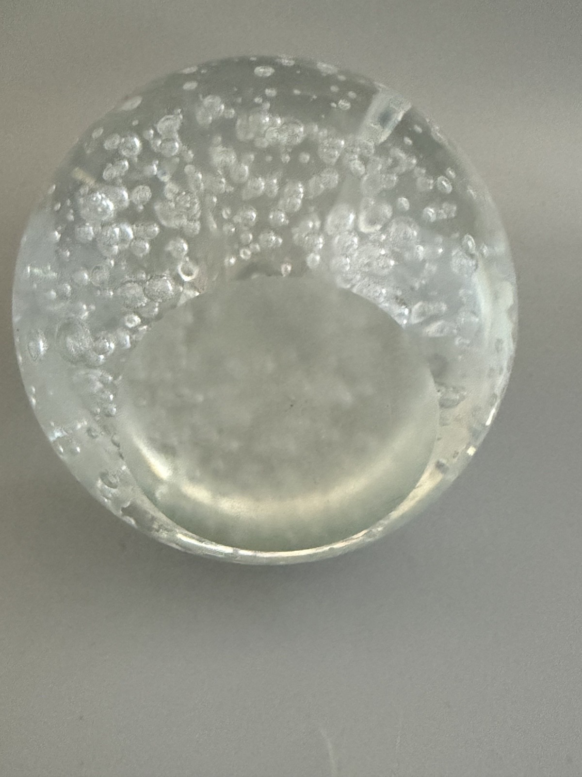 4″ Clear Glass Ball Paperweight with bubbles