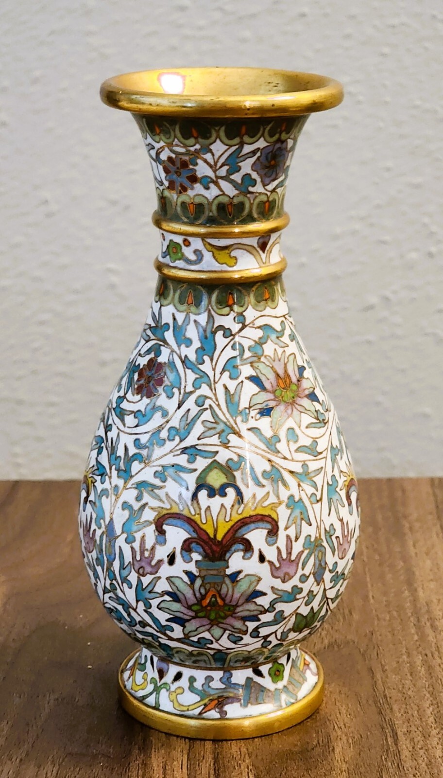 Brass Enamel Vase Zi Jin Cheng Fine Large