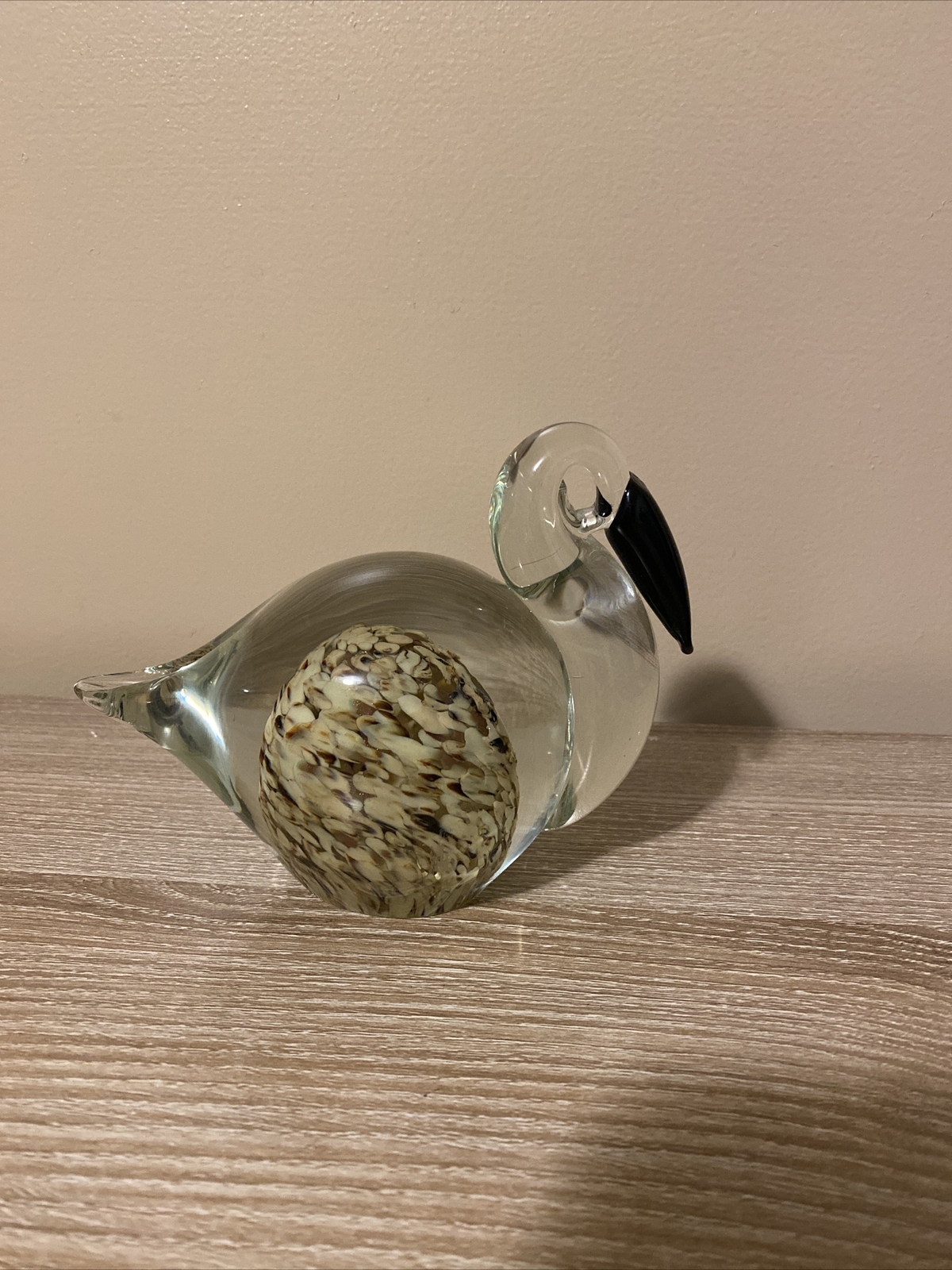 Art Glass Pelican Paperweight Figurine -Office Desk Decor- Collectible