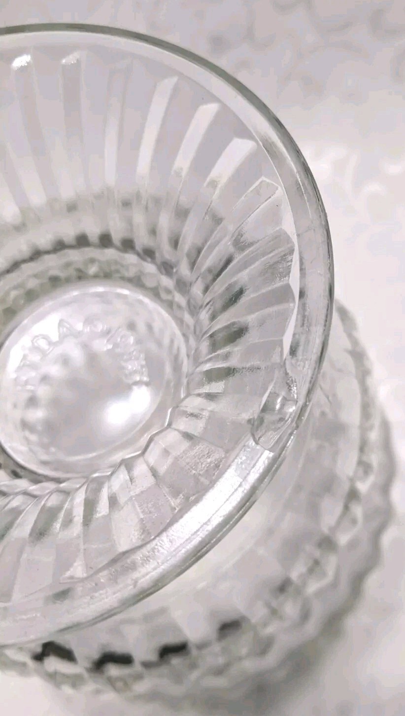 Vintage Clear FTDA 1986 Clear Glass Footed Compote Vase Heavy 5 5/8″H X 5 7/8″W