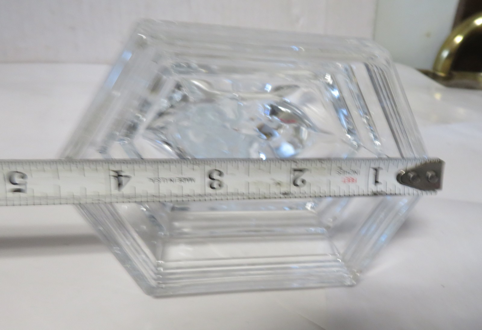 Art Deco Style Clear Glass Nude Dancer Figurine Sculpture Stepped Base Female