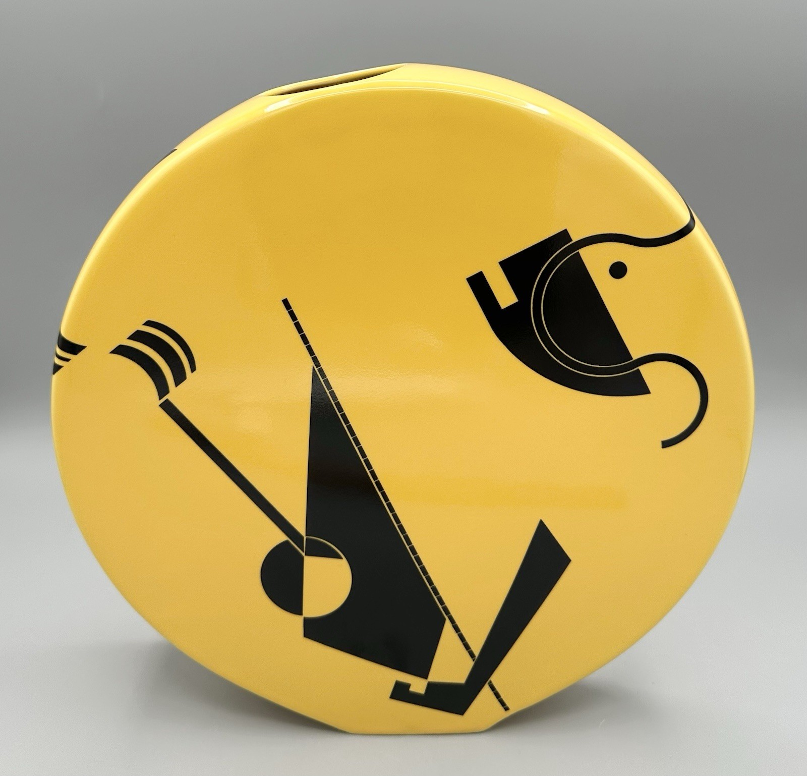 Toyo Japan Rhythm Vase Scott Summer Yellow & Black Modern Abstract Cubist 1980’s