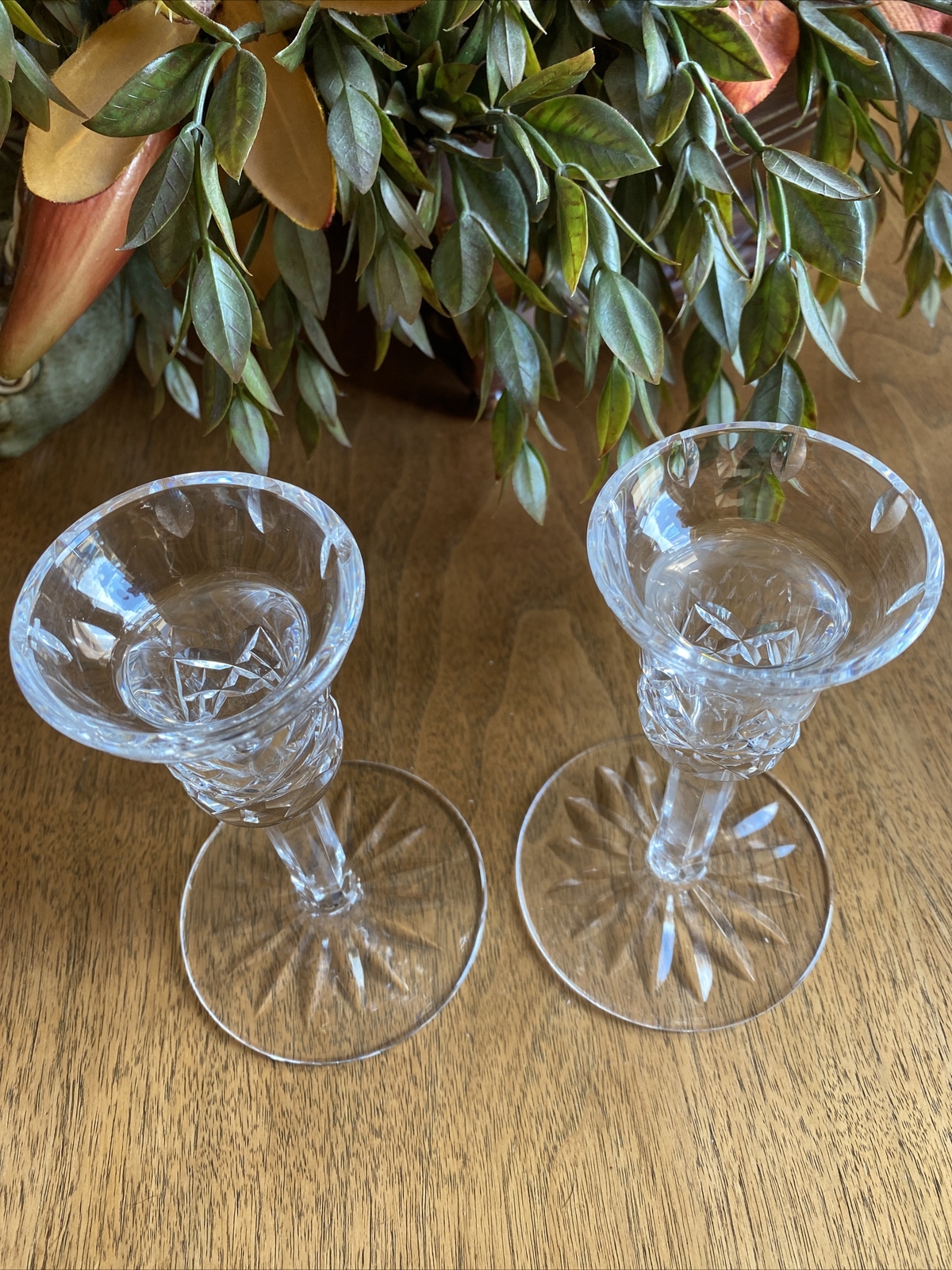 Waterford Crystal Lismore 5 3/4″ Candlesticks Candle Holders Never Used Pair EUC