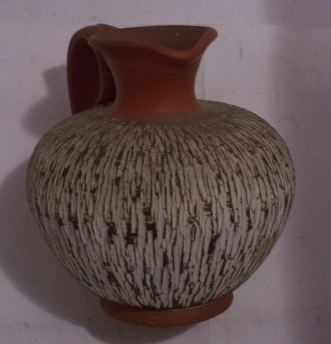 Vintage Handarbeit W. Germany Pottery Terracotta Pitcher Eckhardt Engler “RINDE”
